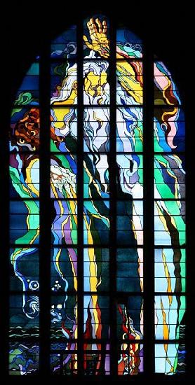 Stanislaw Wyspianski Stained glass window in Franciscan Church, designed by Wyspiaeski oil painting picture